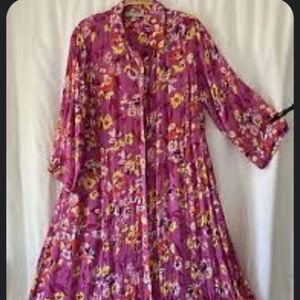 Woman within size 24 floral pink dress